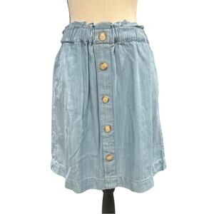 LOFT Petite Denim Lyocell Light Denim Blue Skirt Elastic Waist Medium